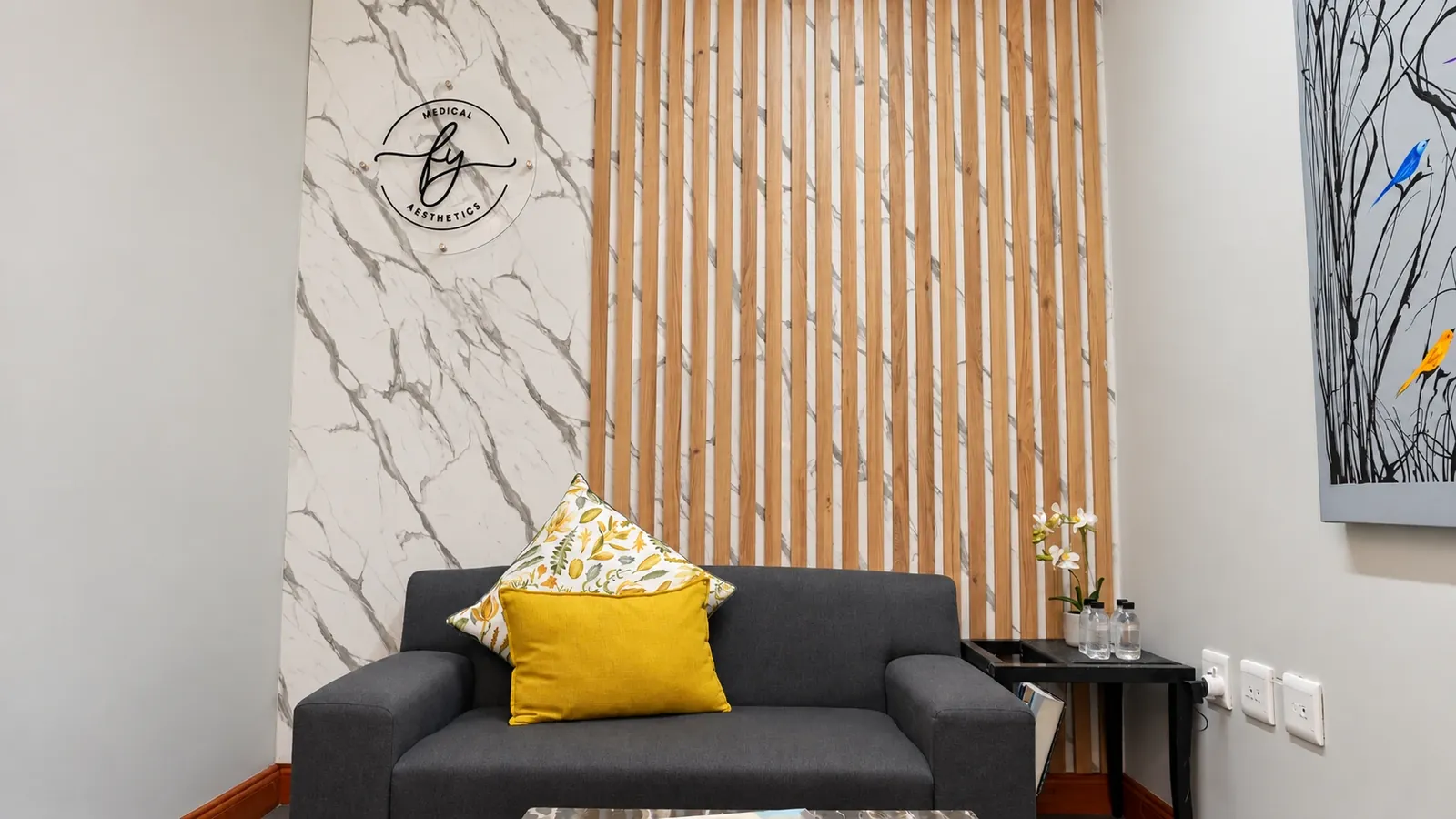 The waiting lounge at FY Medical Aesthetics